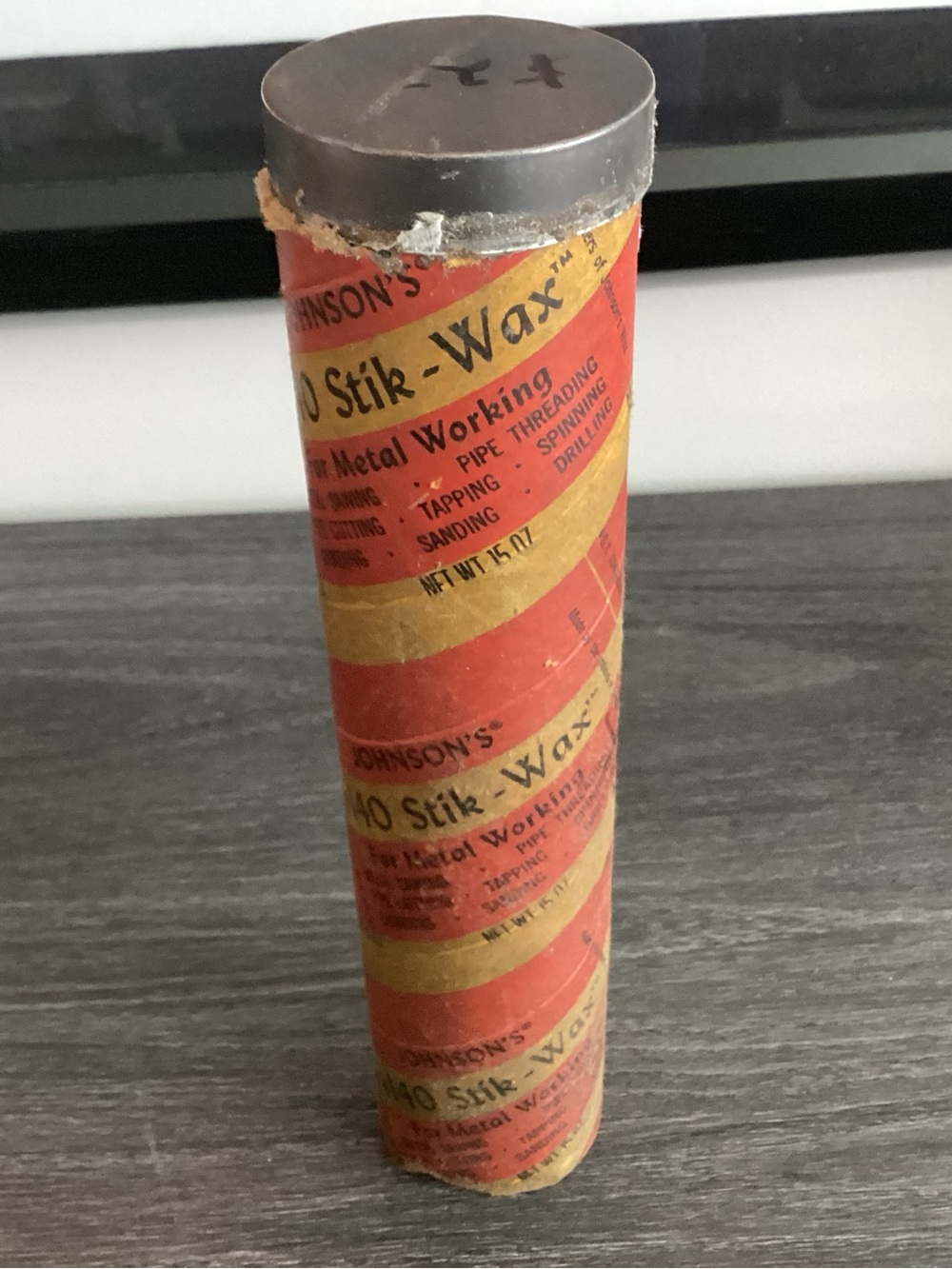 Vtg. Johnson’s #140 STIK-WAX for Metal Working 15oz. Tube all original packaging